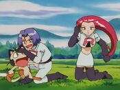 Jessie and James go to check Meowth's temperature