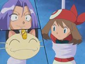 James and Meowth humiliate May for being caught