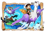 Brendan and May flying on Mega Latias and Mega Latios.