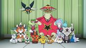 Rowlet with its friends as members of the Ultra Guardians