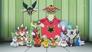 The Ultra Guardians' currently owned Pokémon members (Season 3, after Brionne evolved to Primarina)