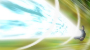 Flash Cannon being used by Ash's Roggenrola.