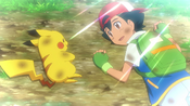 Ash and Pikachu in a flashback on the day they started their journey together