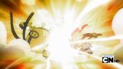 Electivire's ThunderPunch against Infernape's Mach Punch