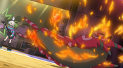 Scolipede is defeated by Fire Pledge