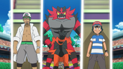 Ash and Professor Kukui see that their Pokémon aren't backing down