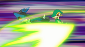 Snivy strikes with Leaf Blade