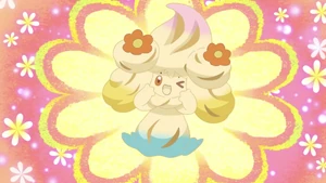 Rainbow Swirl Alcremie in the anime.