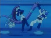 Team Rocket, surrounded by water