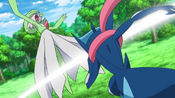 Greninja lands a hit with Cut on Gardevoir