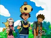 Ash carries Hippopotas on his head