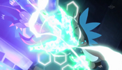 Mega Garchoo's Dragon Rush and Mega Charizard's Dragon Claw clash