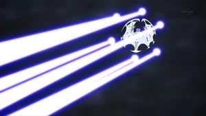 Lunala, anime, using Menacing Moonraze Maelstrom.