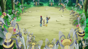 Clemont's invention attracts a lot of Beedrill