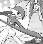 Gallade is Darach's most powerful Pokémon and serves to protect Lady Caitlin. Its strength in battle is admirable, but was no match for Platinum.