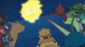 Team Rocket electrocutes the Ultra Beast