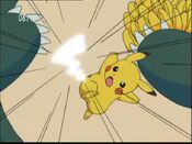 Pikachu uses Iron Tail on Snorlax, but with no effect