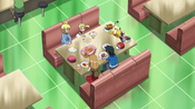 The heroes eating their meal