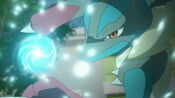 Gurkinn's Mega Lucario uses Aura Sphere