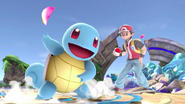 Squirtle taunting on the Battlefield stage.