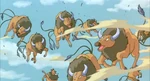These Tauros were seen running towards Mewtwo. However, Mewtwo was too strong for them and were easily defeated. They were then levitated in the air, allowing the Team Rocket Grunts to capture them with ease.