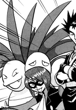 Exeggutor first appeared during Will's past, where it was used to prevent Green and Silver from escaping.