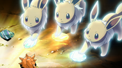 Eevee touch the stones and evolve