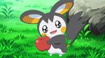 Emolga holding an apple