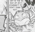 Misty traded Red's Krabby for her Gyarados. It helped her fight off the armies of the Elite Four.