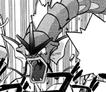 Gyarados was used by Lance to shield him from the falling lava, through the use of its protective bubbles generated by Bubble Beam.