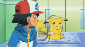 Ash is told Pikachu cannot use Electric-type attacks due to the Thunder attack