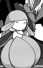 Clefable walked with Lusamine at the Aether Foundation to inspect the employees.