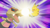 Krokorok clashes with Pikachu