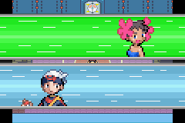 A Pokémon battle against Phoebe is initiated in Pokémon Ruby Version and Pokémon Sapphire Version