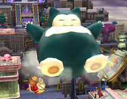 Snorlax with Ike, Kirby, and King Dedede on the New Pork City stage.