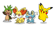 Froakie, Fennekin, Chespin and Pikachu