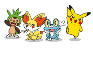 Froakie, Fennekin, Chespin and Pikachu