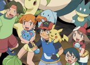 Ash with two of his Original and Hoenn companions