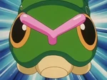 Caterpie is one of Pokémon residing at Bugsy's Gym. It encountered Team Rocket and wrapped it with strings.