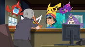 Ash arrives to participate in a Trial