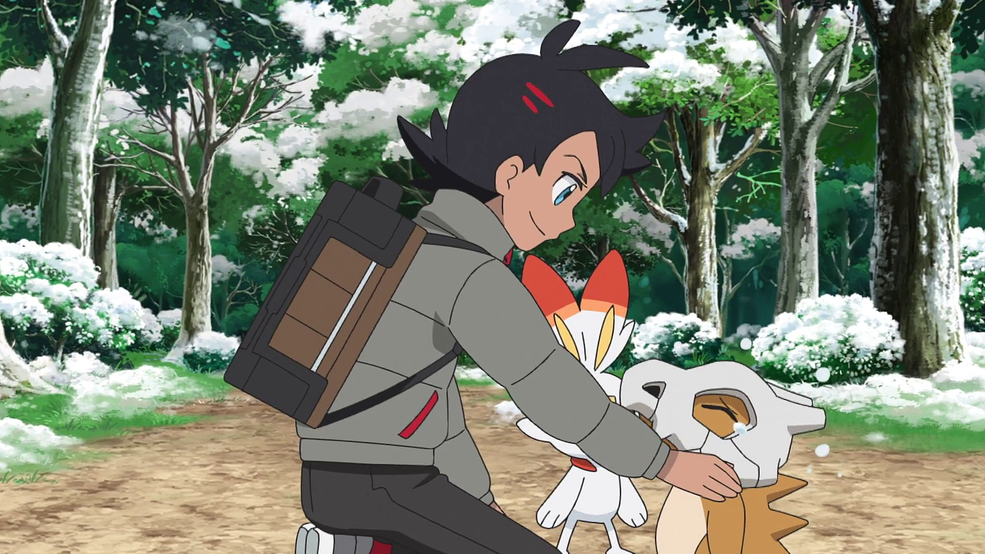 ◓ Anime Pokémon Journeys (Pokémon Jornadas) • Episódio 15: Dia de inverno,  onde está o osso de Cubone?