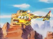 Team Rocket's helicopter gets attacked by Pikachu