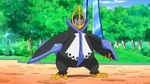 Empoleon is the main powerhouse of Barry's team. Barry has used Empoleon in a variety of matches. Empoleon is the Pokémon of Barry which is seen the most and is the most relied upon Pokémon and it could be Barry's first Pokémon.