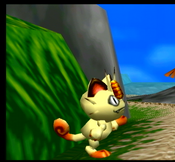 A picture of a Meowth in pursuit.
