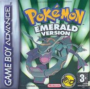 The European boxart for Pokémon Emerald.