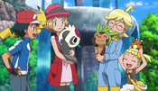 Pancham and Chespin reunited with their trainers