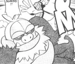 Slaking is Norman's powerhouse Pokémon, and is used twice in the battles against his son, Ruby. It was also used in Norman's battle with Wally at the Sky Pillar, where its signature technique Truant was able to allow it to evade Wally's Spinda's attacks.