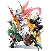 Artwork of Silvally and Gladion.