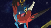 Frogadier saving Talonflame from falling