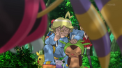 Clemont and Chespin apologize to Ariados